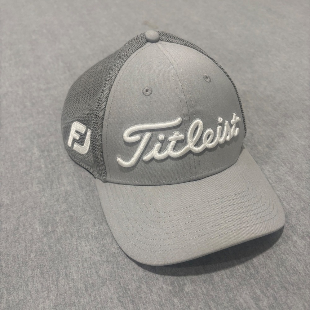 Titleist Golf Hat Grey Mesh Performance Cap FootJoy Pro V1  S/M Deep Back